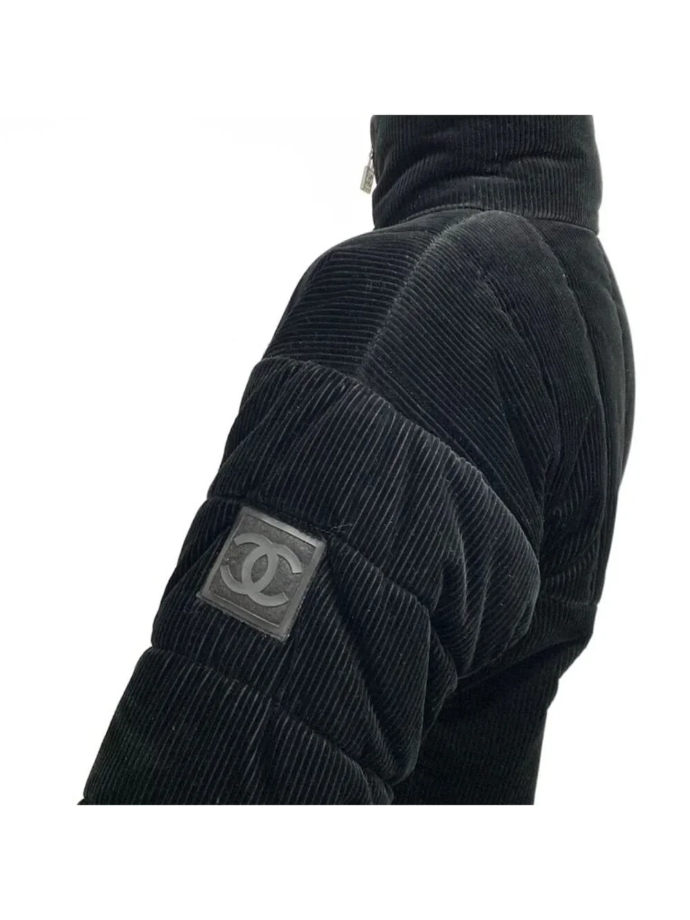 Chanel Jacket 38 M Black Long Sleeve Corduroy Identification Sports Line Winter